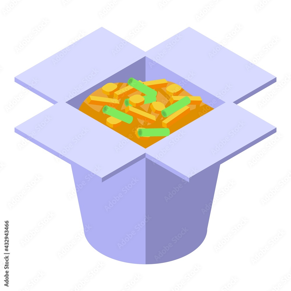 Poster wok menu carton box icon. isometric of wok menu carton box vector icon for web design isolated on wh