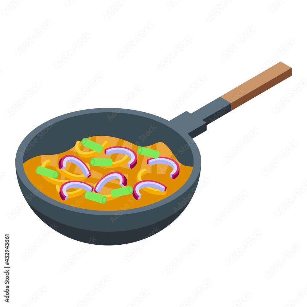 Poster wok menu chinese icon. isometric of wok menu chinese vector icon for web design isolated on white ba