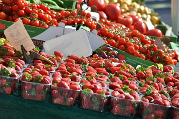 Wochenmarkt in Gmunden am Traunsee, Österreich, Europa - Weekly green market in Gmunden on...