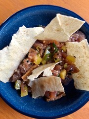 Fresh tuna tartar with sesame and soy sauce