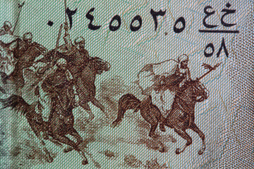 Fragment of 25  Iraqi dinar banknote issued in 1986