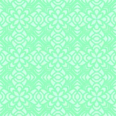 Schilderijen op glas seamless pattern with flowers and ornaments in folk style drawn with light green and dark green colors, vector, tile © dnapslvsk
