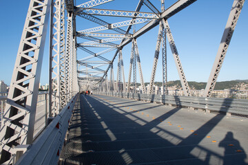 Fototapeta na wymiar estrutura central da Ponte Hercílio Luz , Santa Catarina, Brasil, florianopolis , Ilha de Florianópolis 