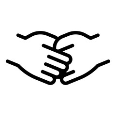 Human resources handshake icon. Outline Human resources handshake vector icon for web design isolated on white background