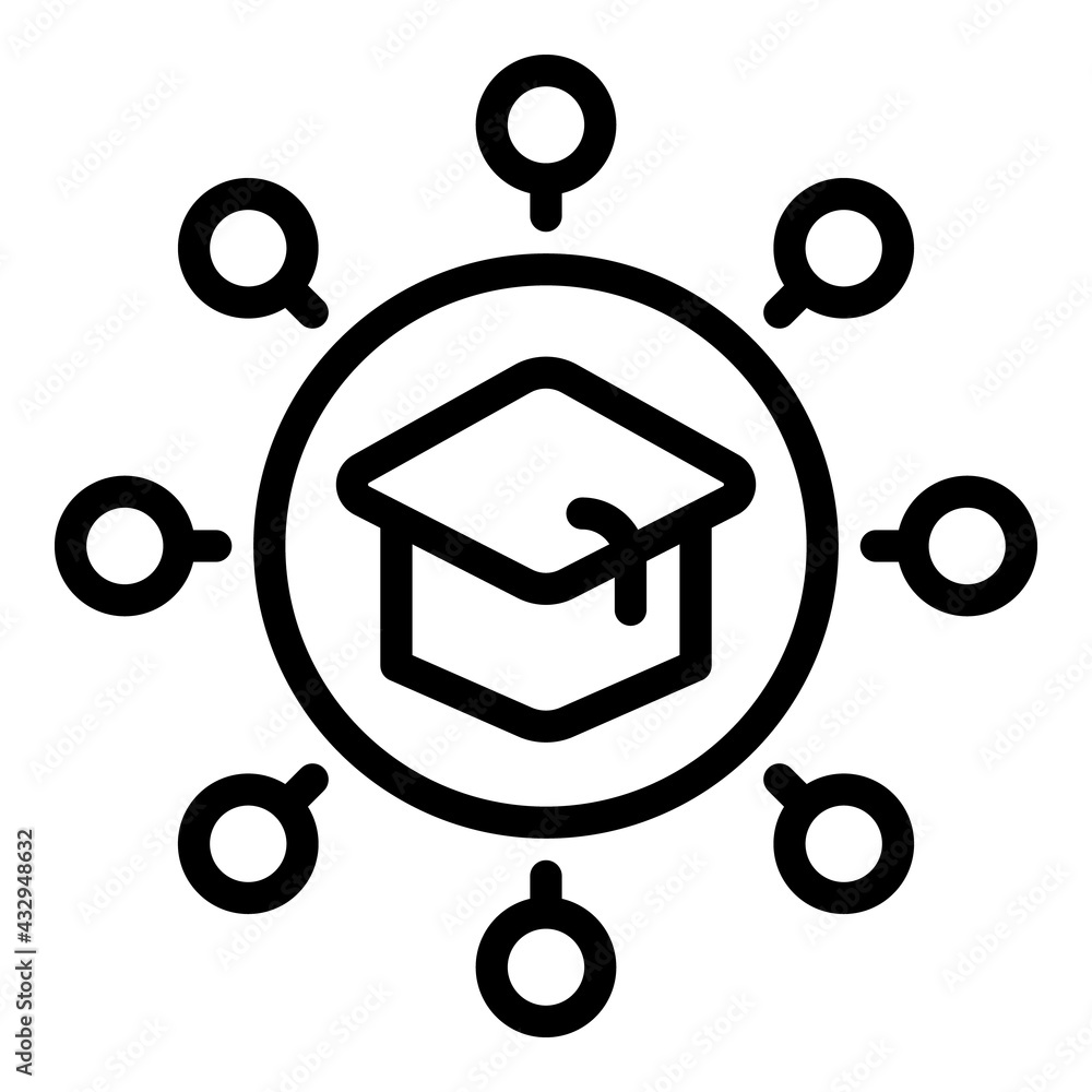Poster graduation hat scheme icon. outline graduation hat scheme vector icon for web design isolated on whi