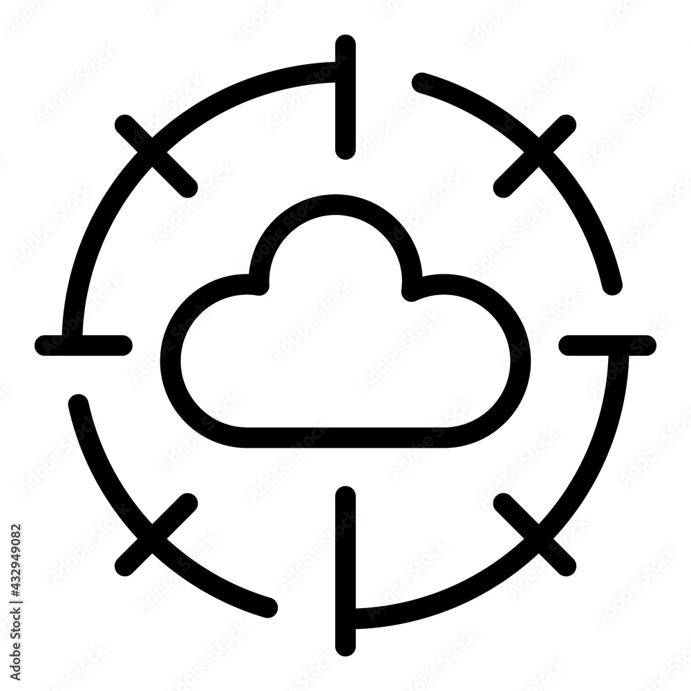 Poster target data cloud icon. outline target data cloud vector icon for web design isolated on white backg