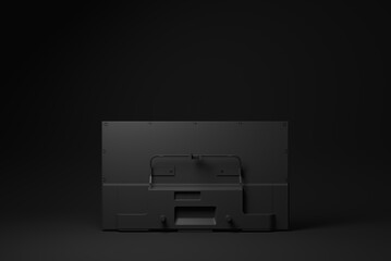 black tv floating on black background. minimal concept idea. 3D render. - 432950214