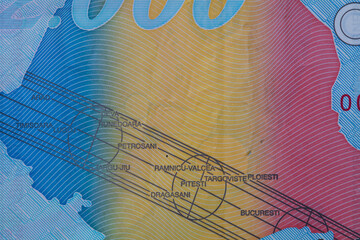 Fragment of 2000 Romanian lei banknote, 1999 Series - polymer
