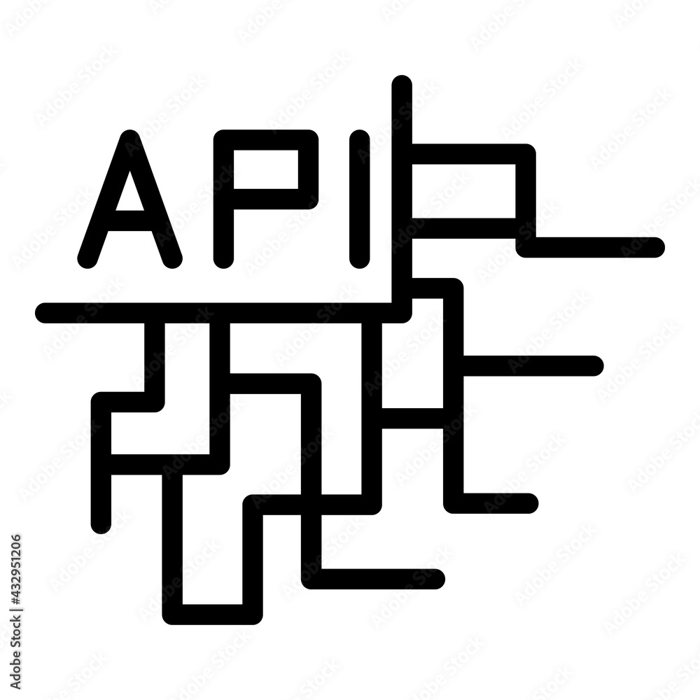Poster api digital network icon. outline api digital network vector icon for web design isolated on white b