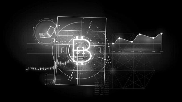 Bitcoin virtual infographics, animated with alpha channel.