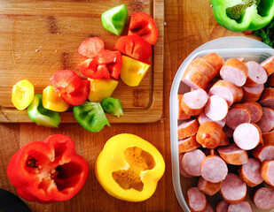 vegetables on wooden table