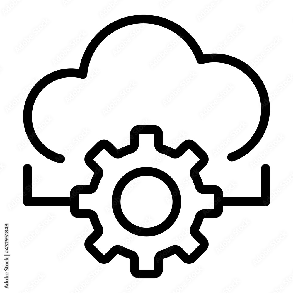 Poster api cloud gear icon. outline api cloud gear vector icon for web design isolated on white background