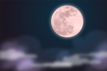 Fototapeta na wymiar Realistic Full Moon Sky Background_3