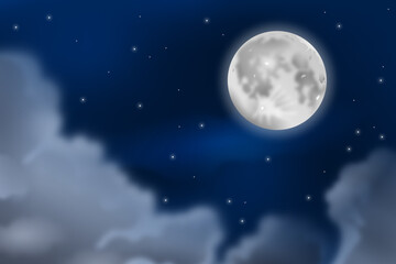 Fototapeta na wymiar Realistic Full Moon Sky Background_5