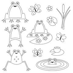 frogs butterflies and lilypads digital stamps