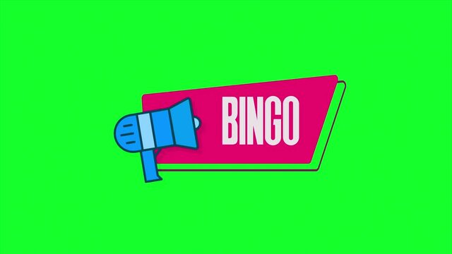 Retro style megaphone with speech bubble bingo. Beautiful animation of the text bingo on isolated background