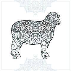 Animal Mandala. Vintage decorative elements. Oriental pattern, vector illustration.