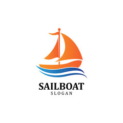 Asian Traditional Sailboat symbol design logo