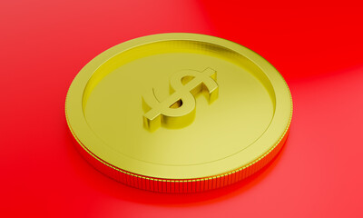 coin with red background