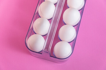 Eggs on the pink background