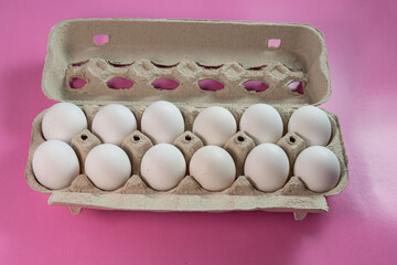 Eggs on the pink background