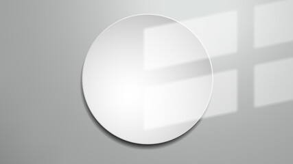 Window Shadow on Empty White Round Frame, Realistic Mockup, Vector Illustration