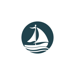 Asian Traditional Sailboat symbol design logo