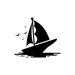 Asian Traditional Sailboat symbol design logo