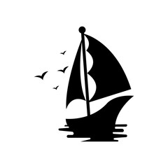 Asian Traditional Sailboat symbol design logo