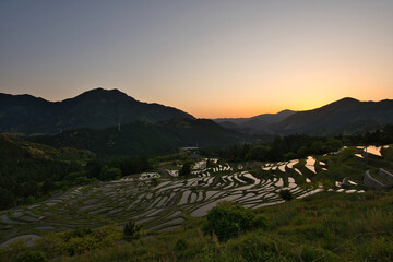 三重県　丸山千枚田の夕景