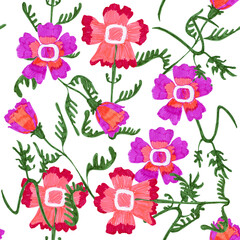 Digital paper Seamless pattern fuchsia white and green