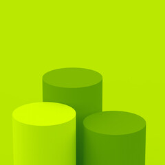 Abstract 3d green cylinder podium minimal studio background.