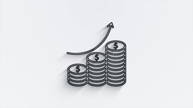 Money, finance, payments. Finance line shadow icon design. outline web icon. Motion graphics.
