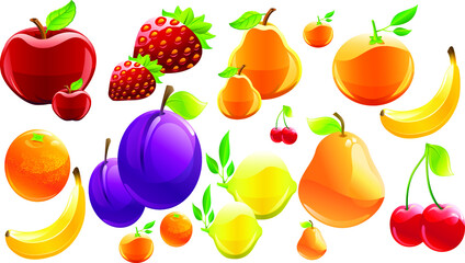 set of fruits ,fruits and berries