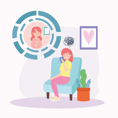 Girl on chair with smartphone