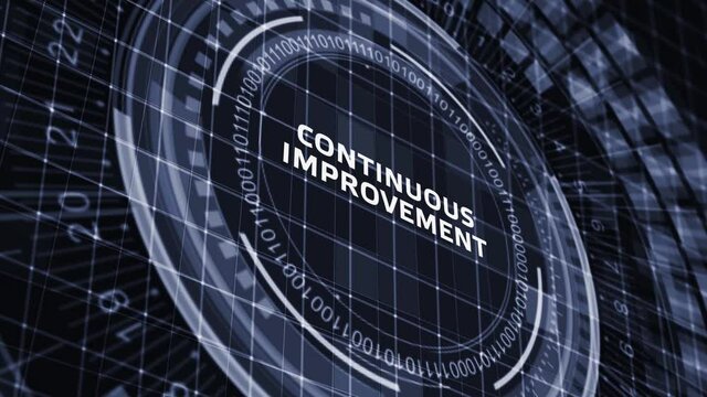 The concept of business, technology, the Internet and the network. A young entrepreneur working on a virtual screen of the future and sees the inscription: Continuous improvement