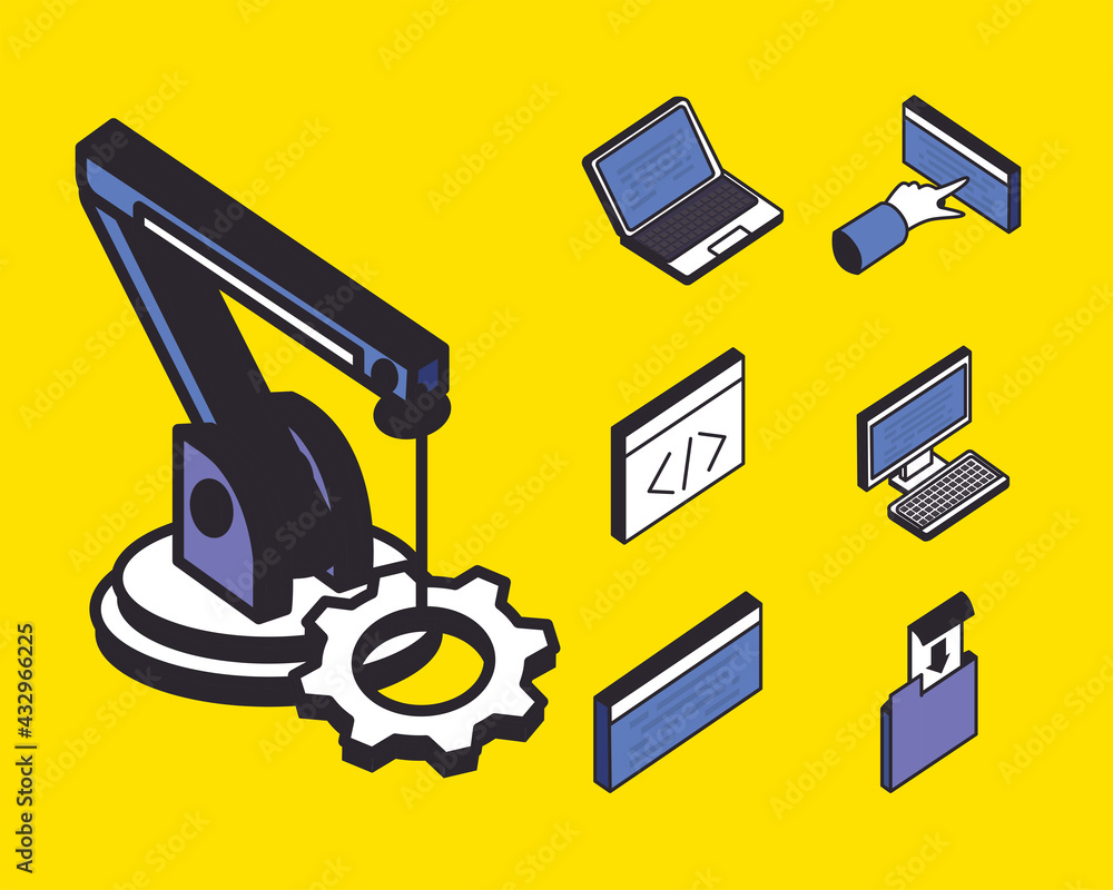 Poster web development symbol collection