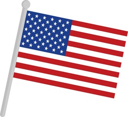 Vector illustration of the United States of North America flag on a pole