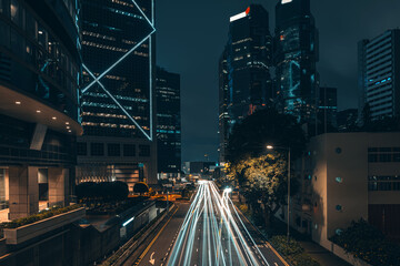 Fototapeta na wymiar Traffic in Hong Kong city at night scenes