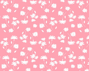 白の花柄背景（ピンク）