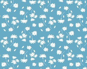 白の花柄背景（スモーキーアクア）