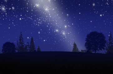 Beautiful bright stars with milky way night
