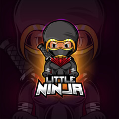 Little ninja mascot esport logo design