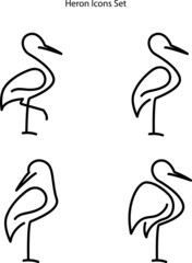Flamingo logo vector line outline monoline icon illustration. One Line Art Heron Logo Template, heron icons set.