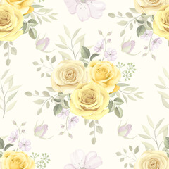 Beautiful yellow floral seamless pattern background design