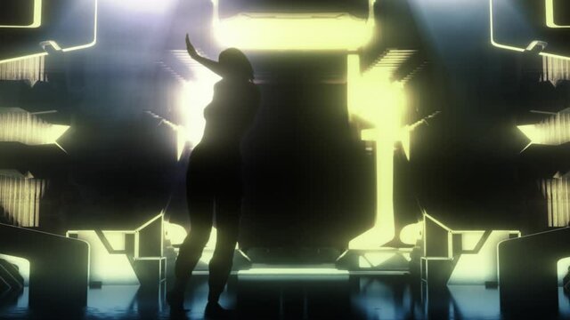 3D Animation  Silhouette Hip Hop Dancer In Lighting Stage