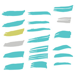 Blue Watercolor Handwritten. Purple Brushstroke Scratch. Brushes Scratch. Ink Design. Paintbrush Frame. Paint Scratch. Art Background. Set Collection. Grungy Freehand.