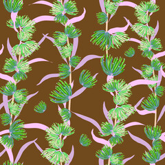 Australian Floral, bottle brush, vector seamless repeat pattern - 432968884