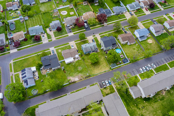 View from the height of a the american small town roofs in Bensalem town Pennsylvania