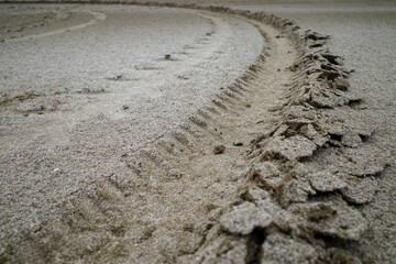 tire tracks in sand